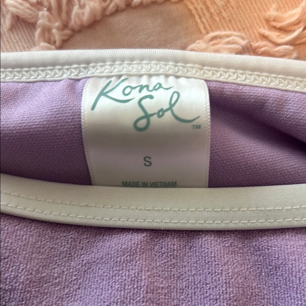 Lavender Kona Sol Bikini Set with white Trim Size Small - Picture 5 of 6